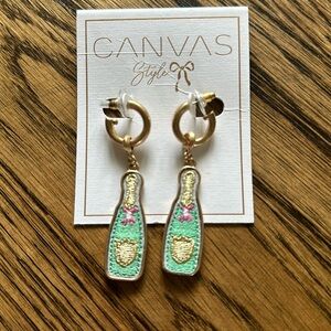 Canvas Style Champagne bottle earrings